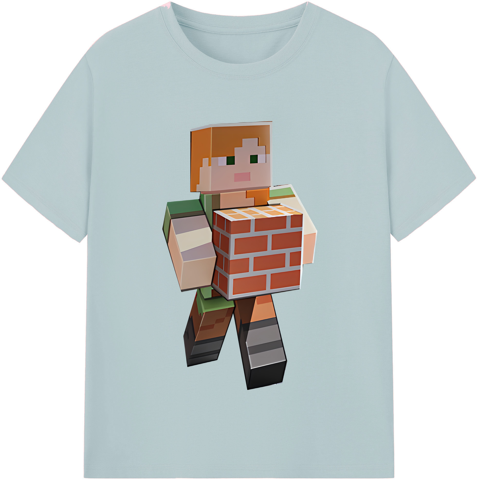 （画像用） マインクラフト ブロックの世界 Minecraft MC Block world 綿100％半袖Tシャツ（フロントプリント）